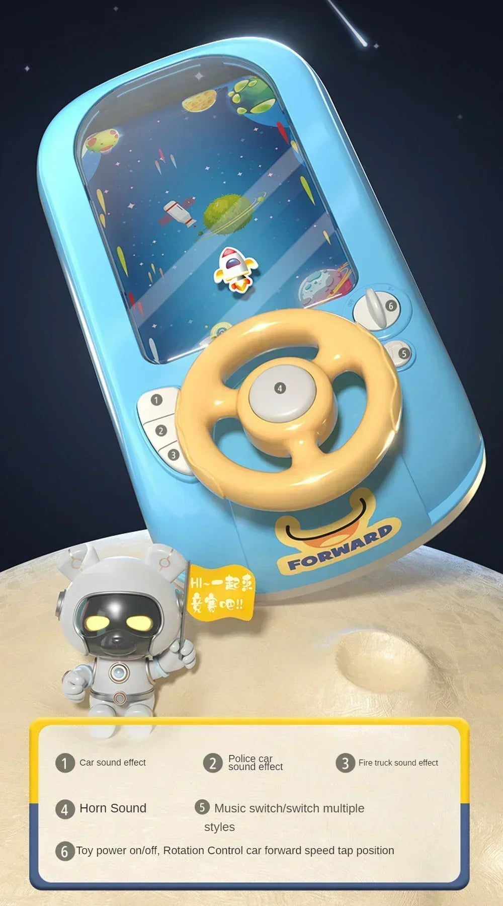 New Children's Electronic Adventure Game Steering Wheel Racing Cars Driving Toys Simulating Vehicles Music Sounds Baby Gifts